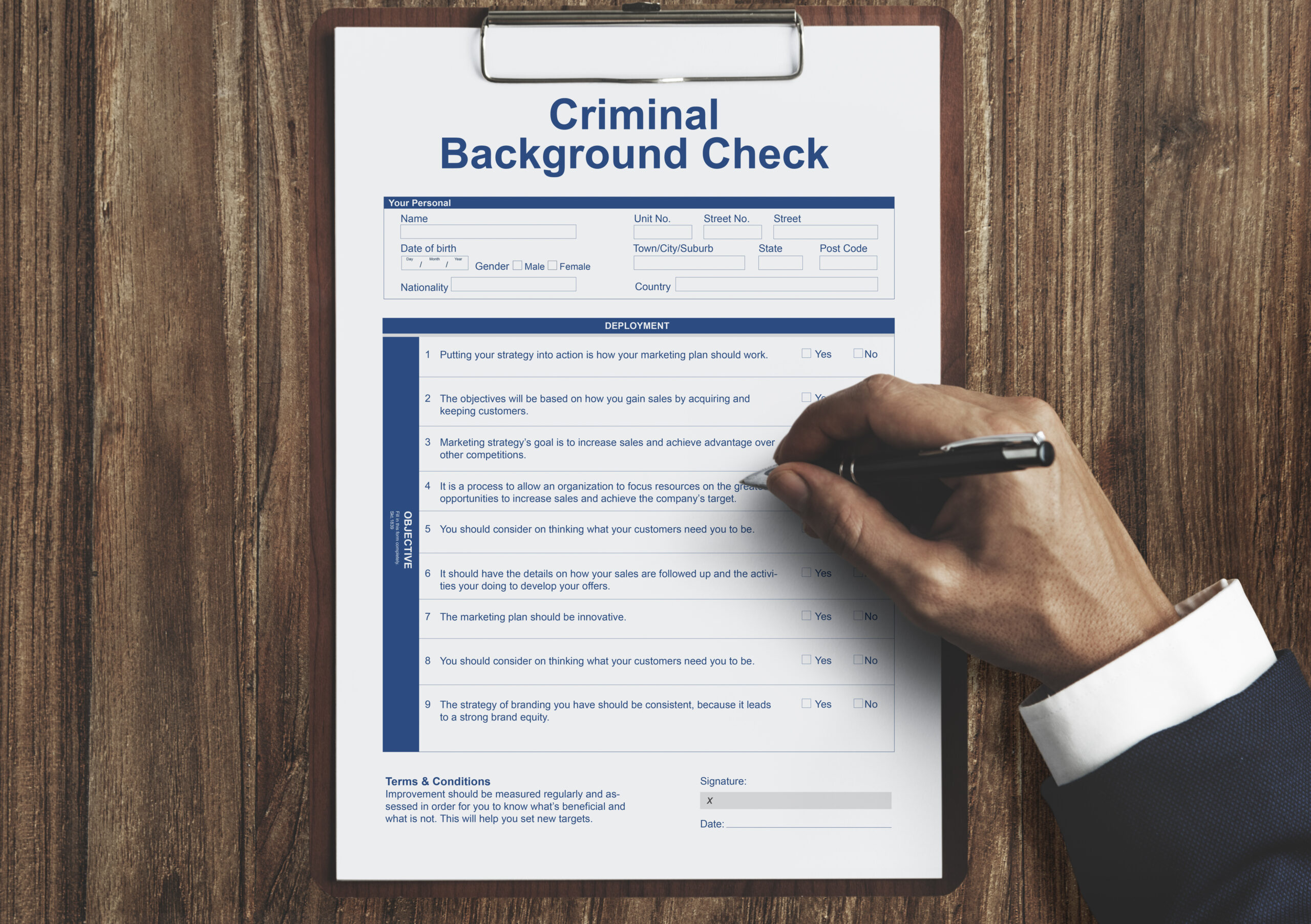 Criminal Background Check Insurance Form Concept