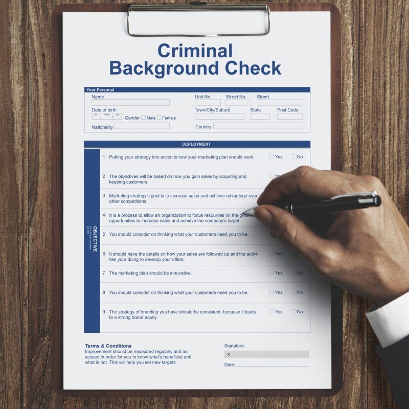 Criminal Background Check Insurance Form Concept